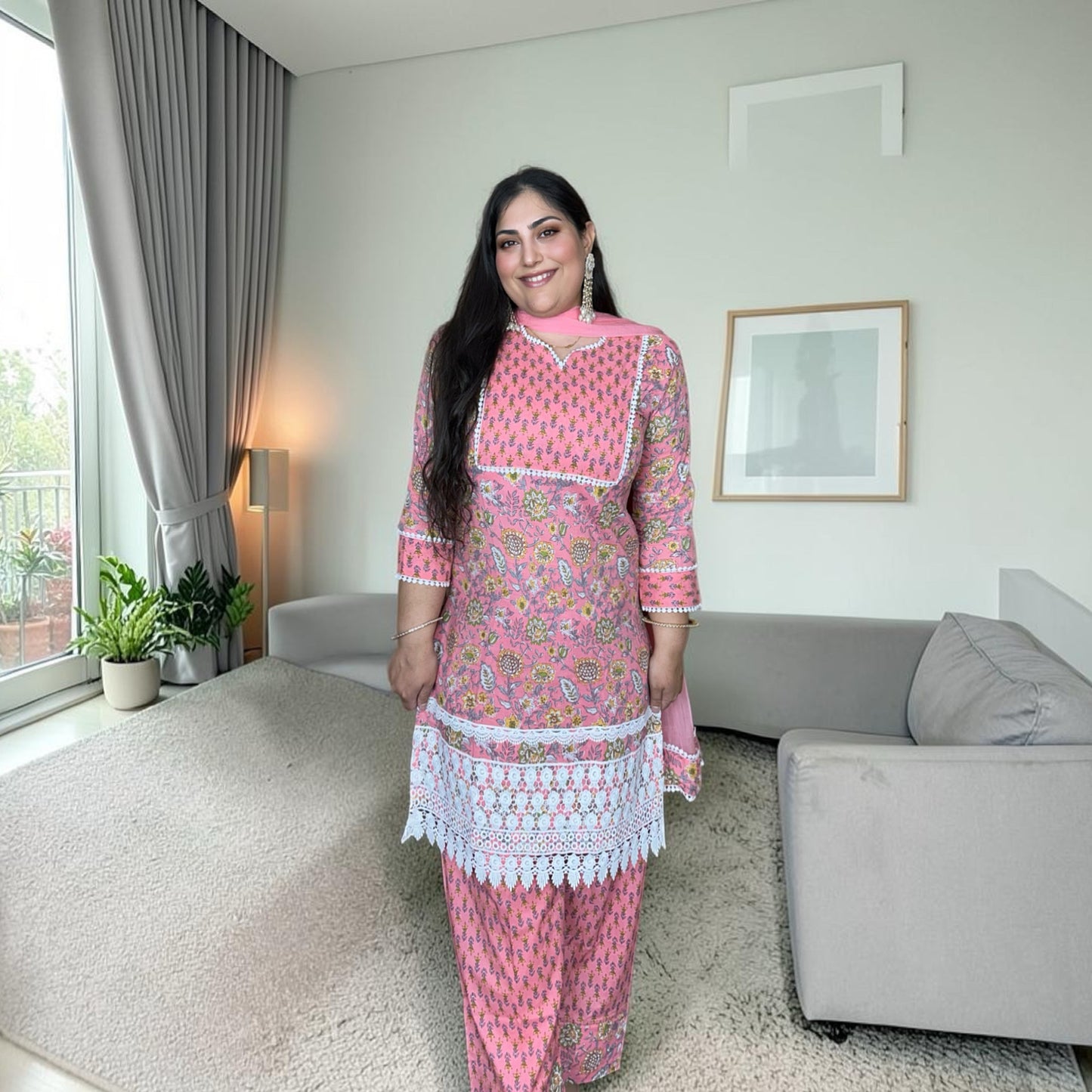 Gulbahar Designer Pink Cotton Farshi Suit