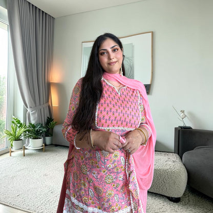 Gulbahar Designer Pink Cotton Farshi Suit