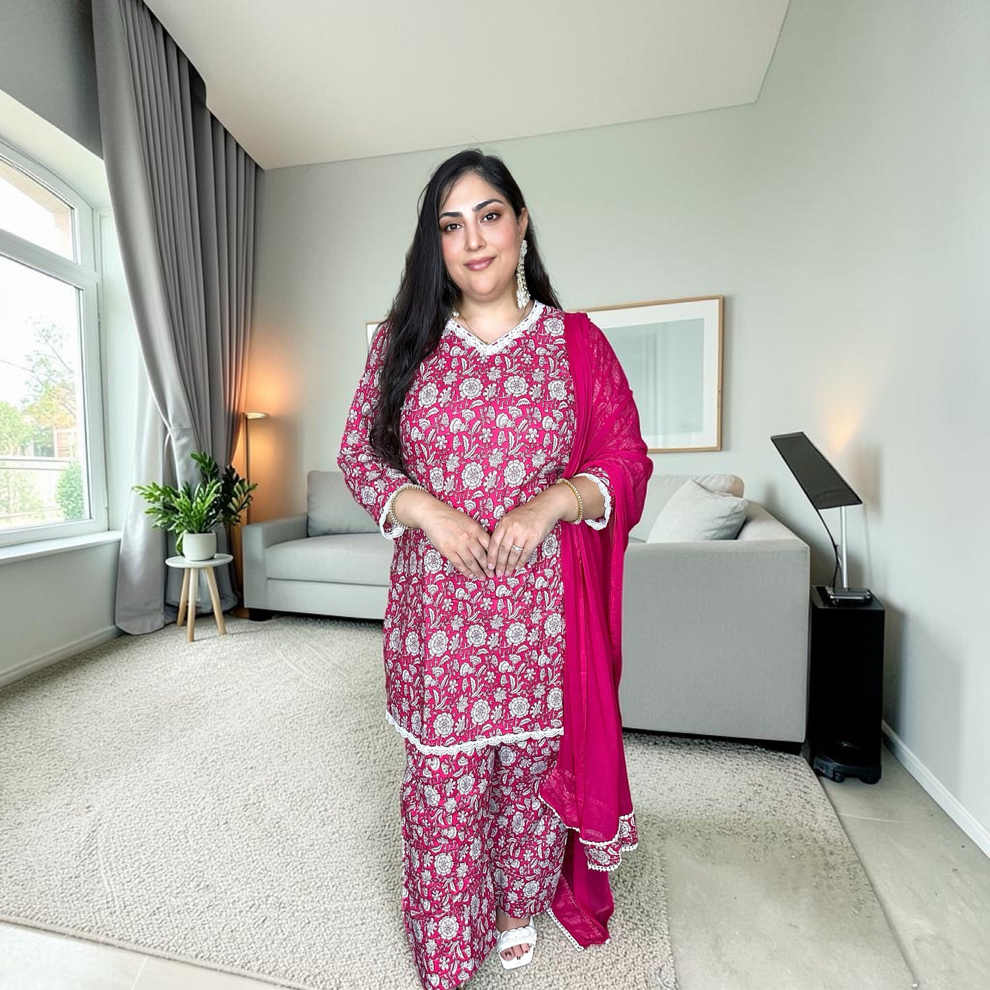Gulbahar Designer Pink Cotton Farshi Suit