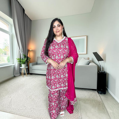 Gulbahar Designer Pink Cotton Farshi Suit