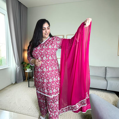Gulbahar Designer Pink Cotton Farshi Suit
