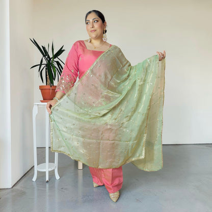 Rose & Sage Heavy Shimmer Silk Suit Set