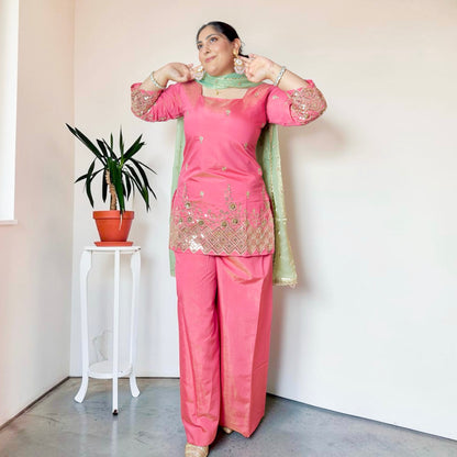 Rose & Sage Heavy Shimmer Silk Suit Set