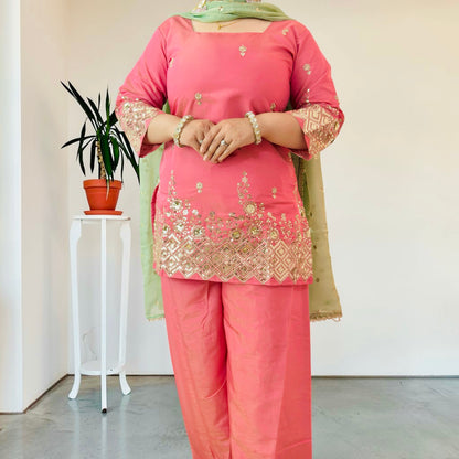 Rose & Sage Heavy Shimmer Silk Suit Set