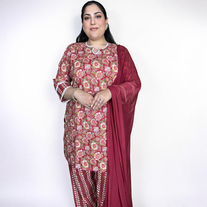 Mystic Heavy Chinon Tie-Dye Embroidered Suit Set – Baby Pink & Magenta