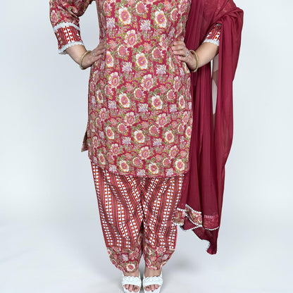 Mystic Heavy Chinon Tie-Dye Embroidered Suit Set – Baby Pink & Magenta
