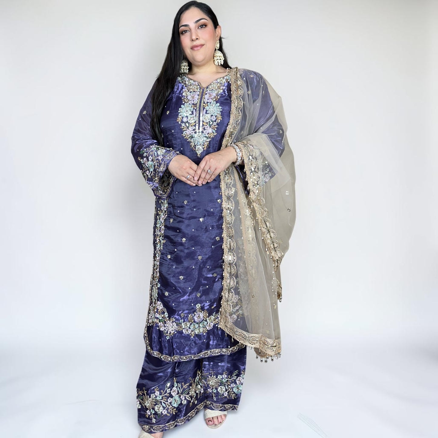 Phoolwari Pakistani Dress with Pant Palazzo – Variant 1