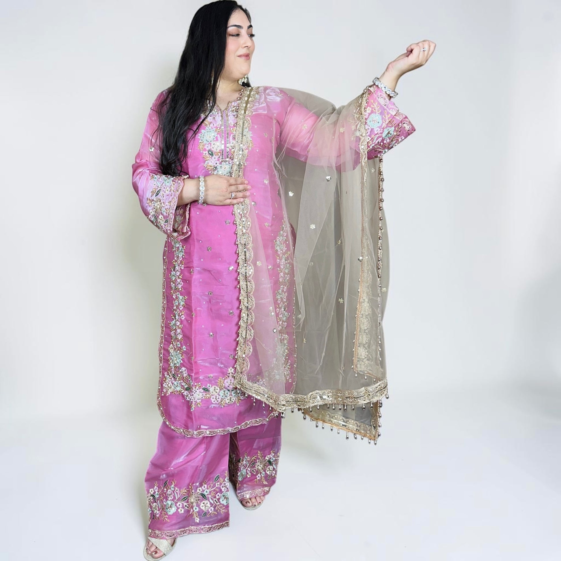 Phoolwari Pakistani Dress with Pant Palazzo – Variant 2