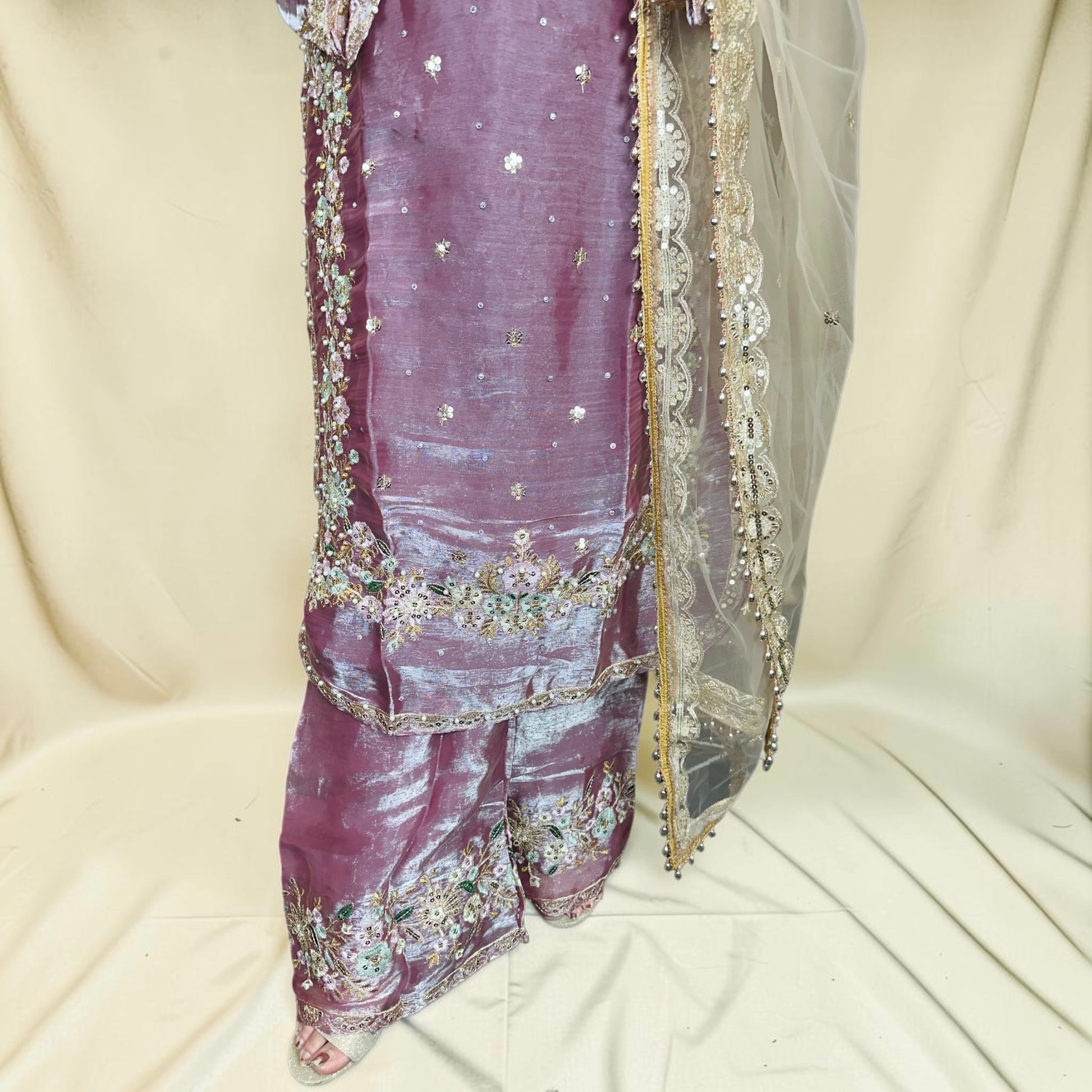 Phoolwari Pakistani Dress with Pant Palazzo – Variant 3