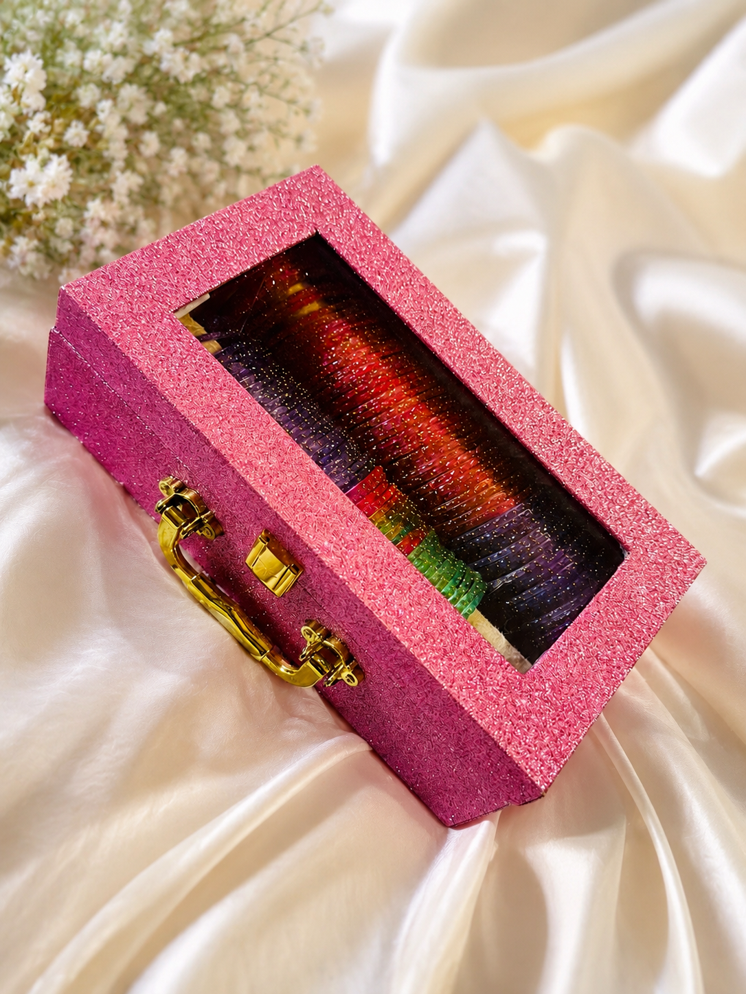 Kashmiri Bangle Box with 8 Assorted Color Bangles