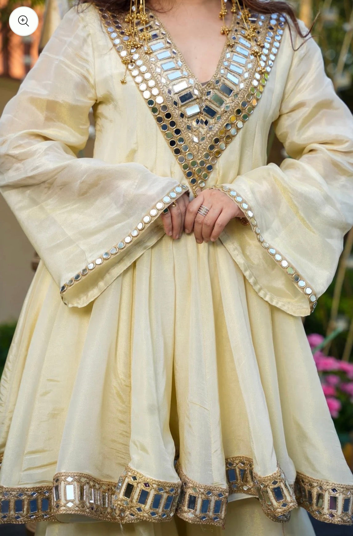 Ivory Mirror Work Sharara Suit