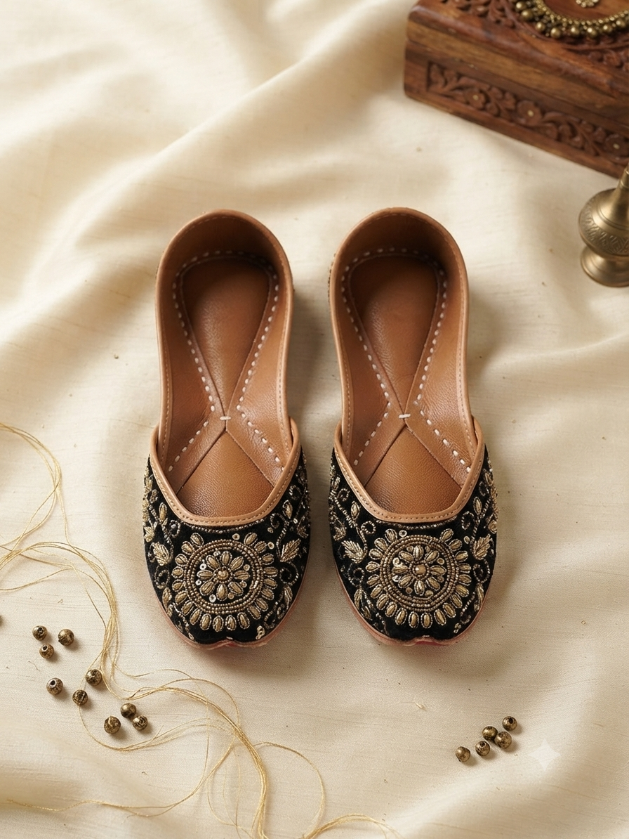 HANDCRAFTED PUNJABI JUTTI WITH SOFT AND COMFORTABLE CUSHIONING