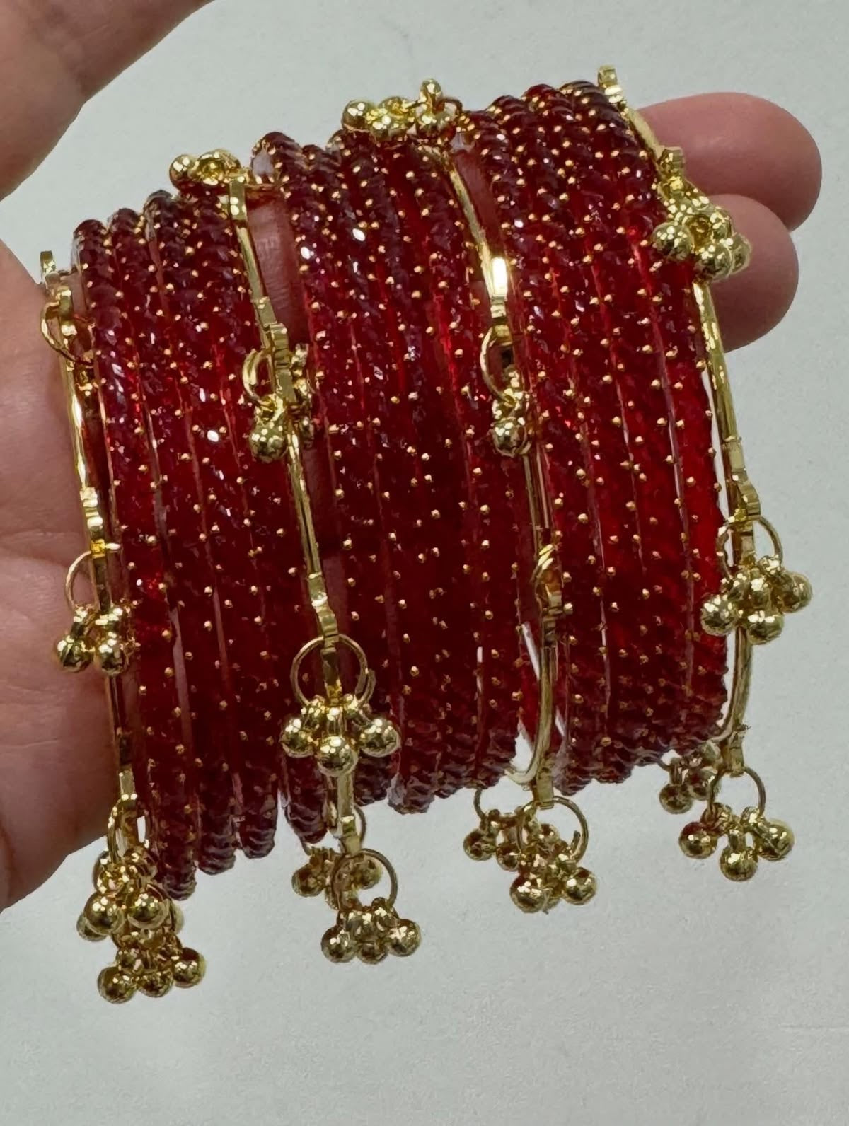 ❤️RUBY RED KASHMIRI GLASS BANGLES