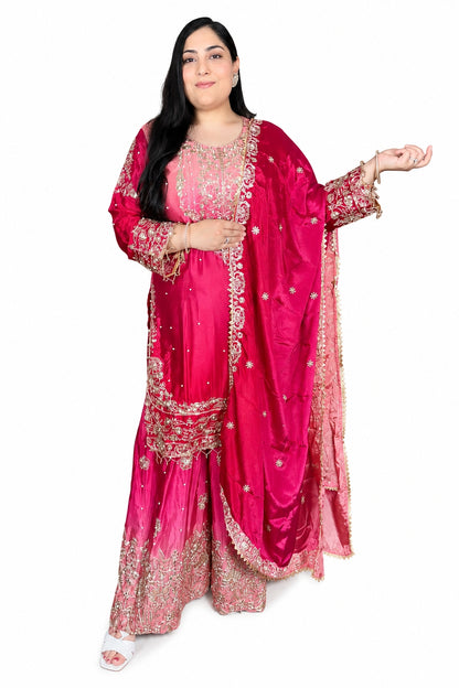 Mystic Heavy Chinon Tie-Dye Embroidered Suit Set