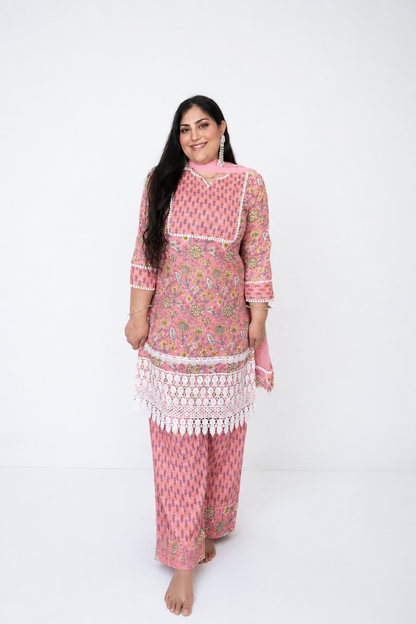 Gulbahar Designer Pink Cotton Farshi Suit