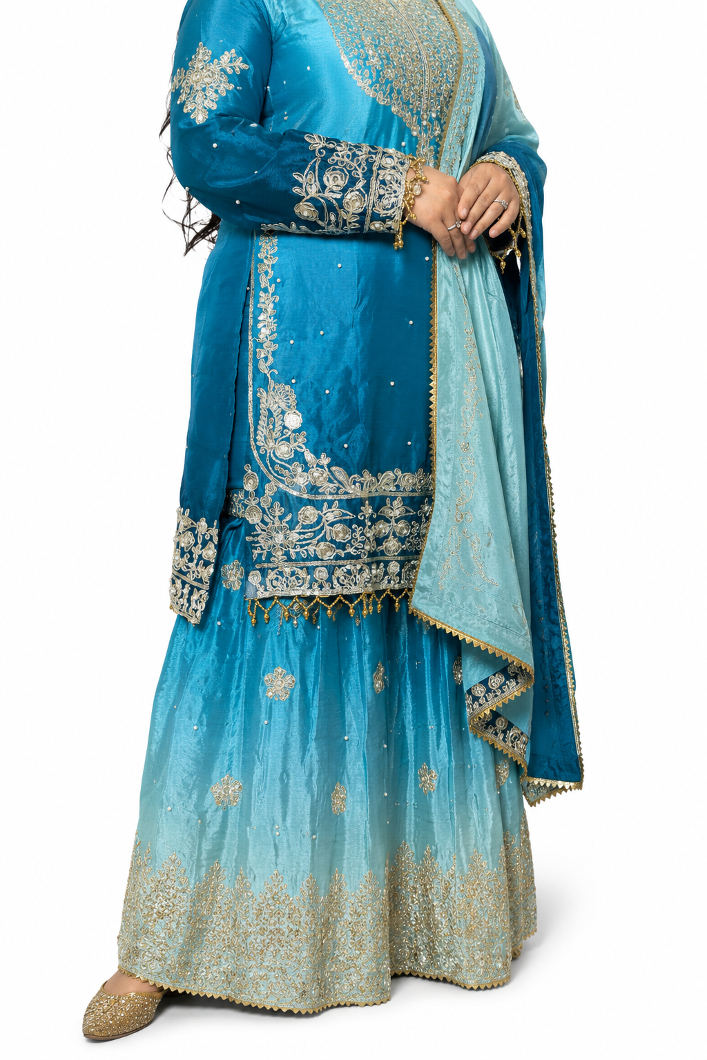 Mystic Heavy Chinon Tie-Dye Embroidered Suit Set