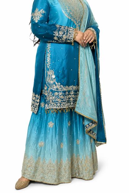 Mystic Heavy Chinon Tie-Dye Embroidered Suit Set
