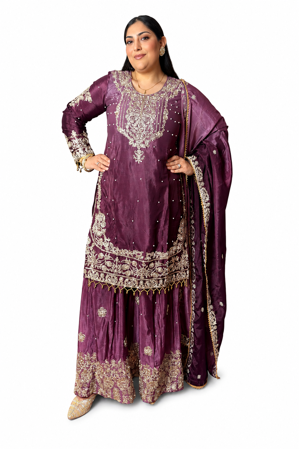 Mystic Heavy Chinon Tie-Dye Embroidered Suit Set