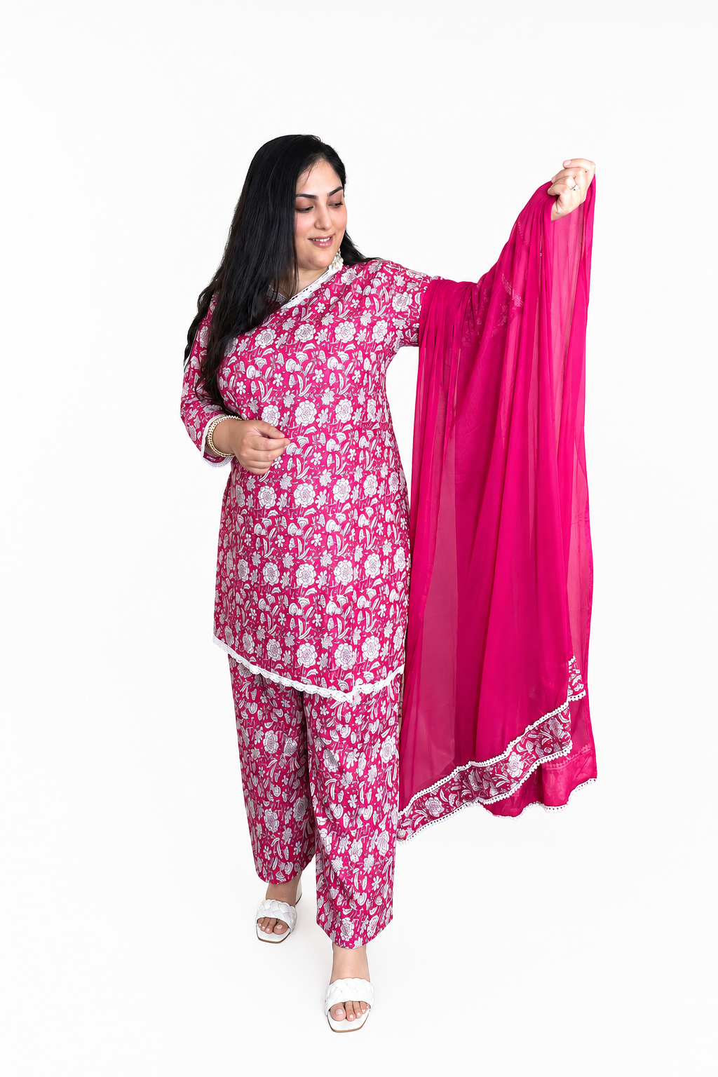 Gulbahar Designer Pink Cotton Farshi Suit