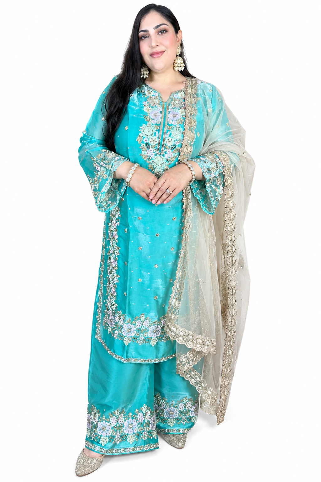 Phoolwari Pakistani Dress with Pent Palazzo