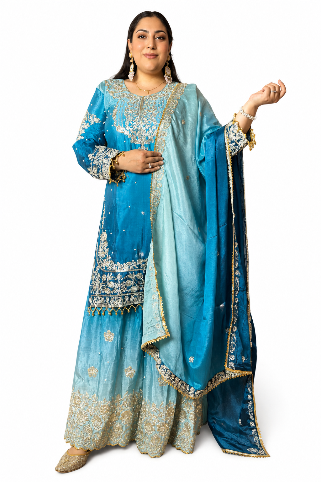 Mystic Heavy Chinon Tie-Dye Embroidered Suit Set