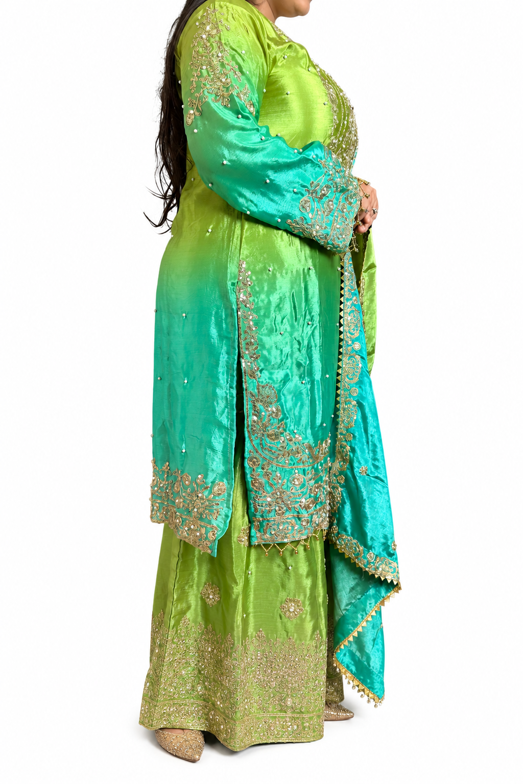 Mystic Heavy Chinon Tie-Dye Embroidered Suit Set