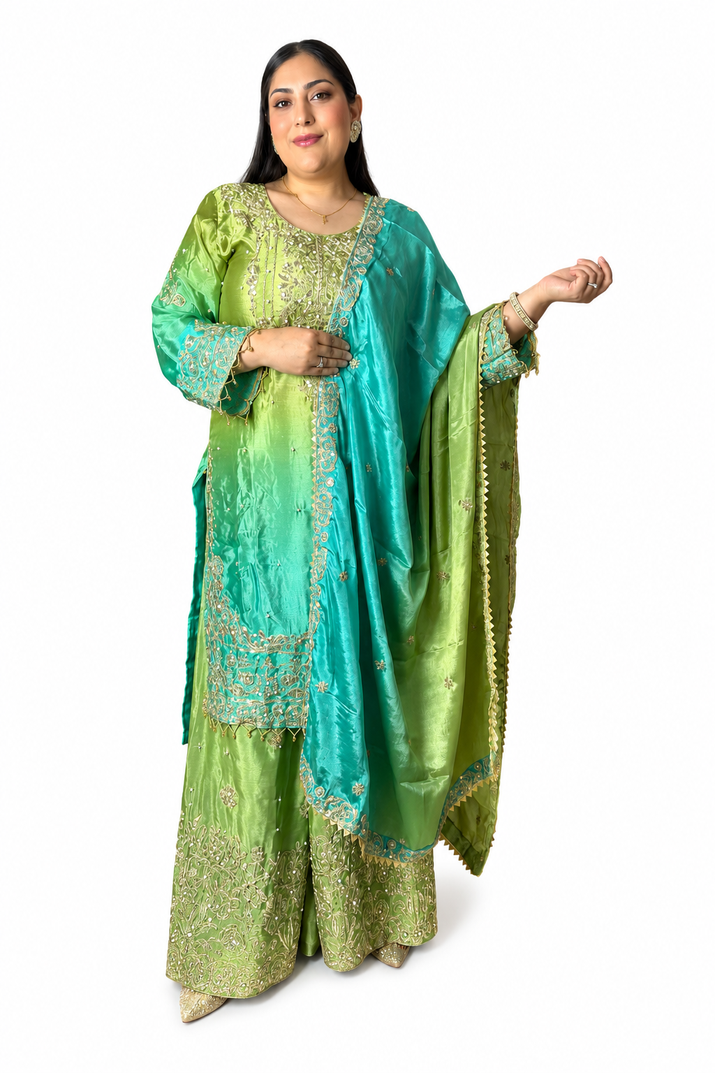 Mystic Heavy Chinon Tie-Dye Embroidered Suit Set