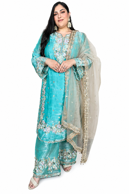 Phoolwari Pakistani Dress with Pent Palazzo