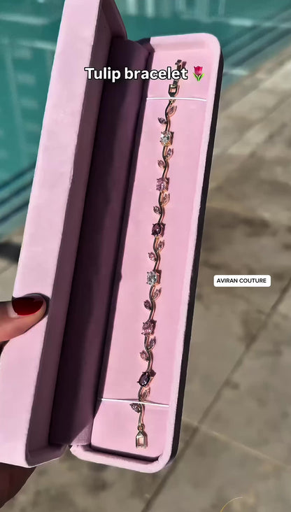 TRENDY PINK TULIP BRACELET🌷WITH FREE VELVET GIFT BOX
